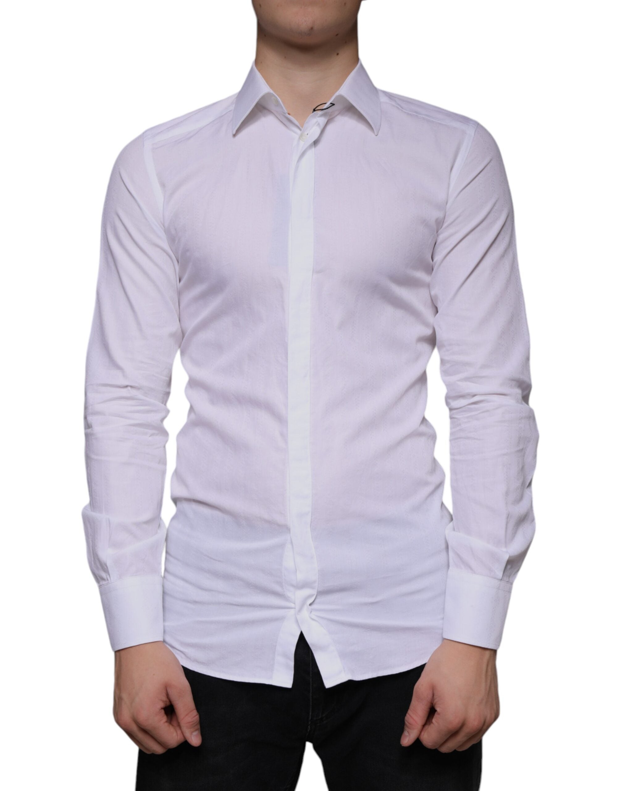 Dolce & Gabbana White Cotton Shirt GOLD Formal Shirt for Men